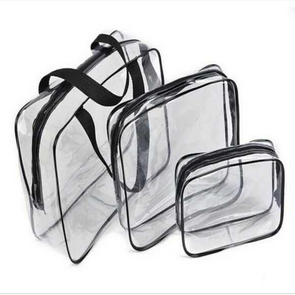 Clear Bags Set of 3 Makeup Travel Events - Picture 1 of 4